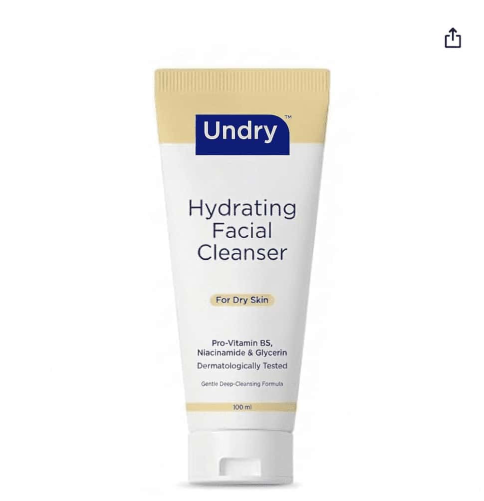 Undry Hydrating Face Wash For Dry Skin (100 Ml) Facewash Cleanser For Face With Niacinamide | Vit B5