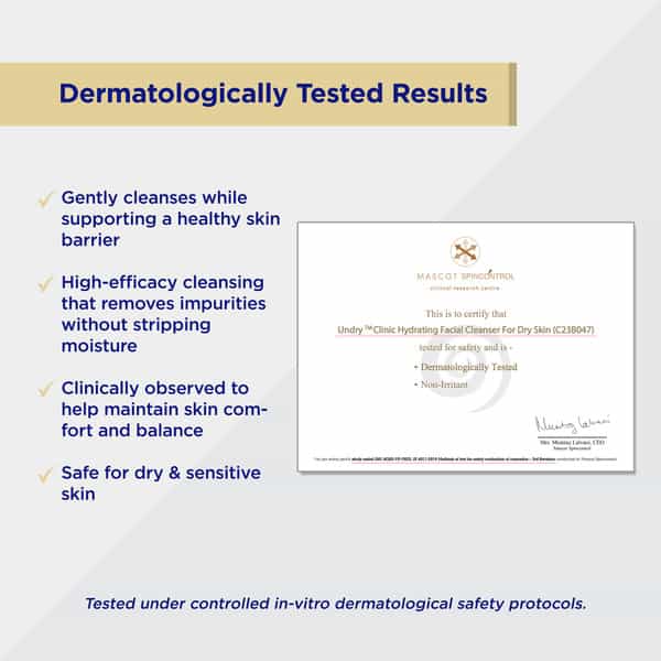 Undry Hydrating Face Wash For Dry Skin (100 Ml) Facewash Cleanser For Face With Niacinamide | Vit B5