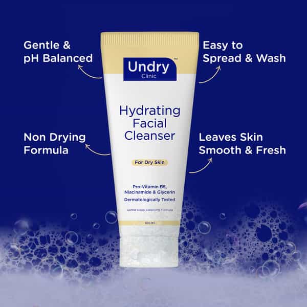 Undry Hydrating Face Wash For Dry Skin (100 Ml) Facewash Cleanser For Face With Niacinamide | Vit B5