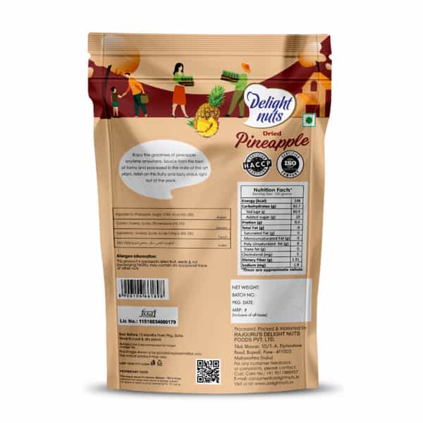 Delight Nuts Dried Pineapple - Made By Natural Fruit 200Gm