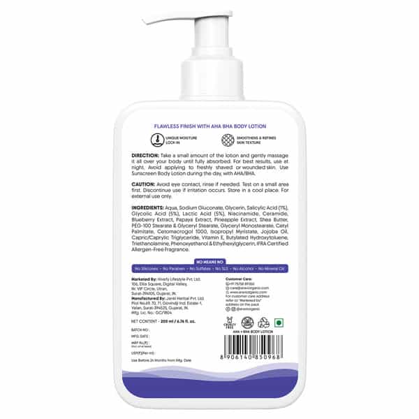 Aravi Organic 10% Aha + 1% Bha Exfoliating Body Lotion - 200Ml