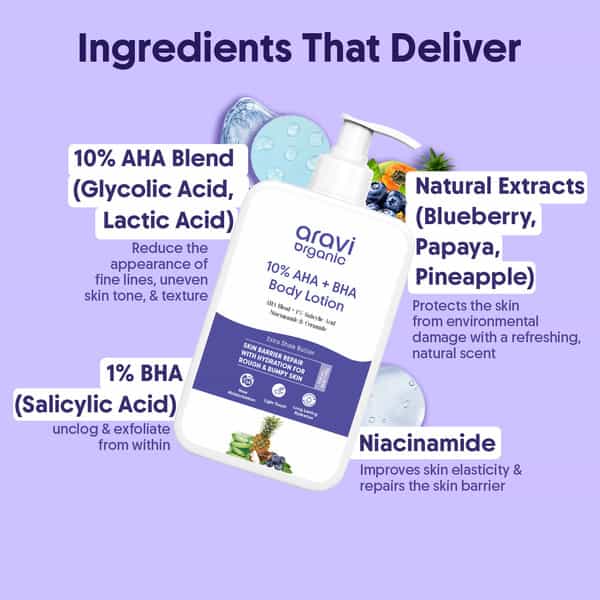 Aravi Organic 10% Aha + 1% Bha Exfoliating Body Lotion - 200Ml
