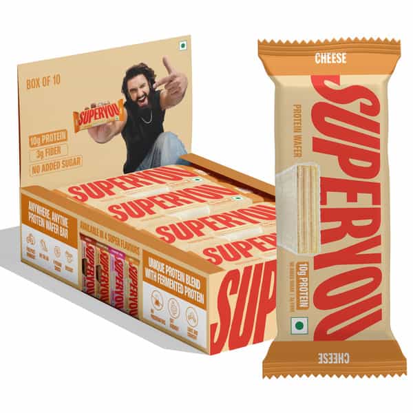 Superyou Cheese Protein Wafer Bars (Pack Of 10)|10G Protein | 3G Fiber | No Added Sugar