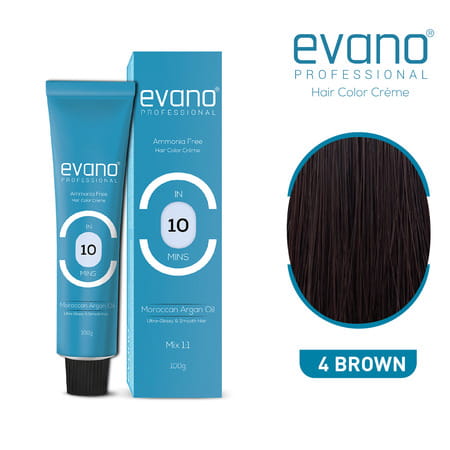 Evano Professional Creme Hair Colour Brown 100g | Ammonia Free | 100% Grey Coverage In 10 Minutes