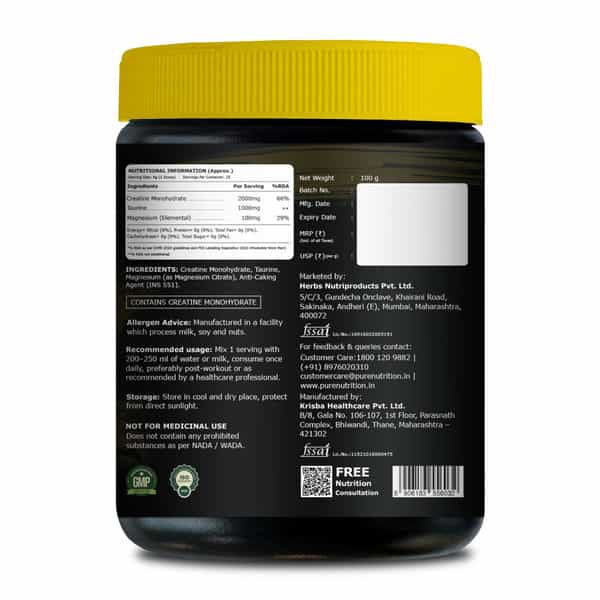 Pure Nutrition Nxtshift Creatine Monohydrate | Unflavoured | Power & Recovery Support 100 Gm