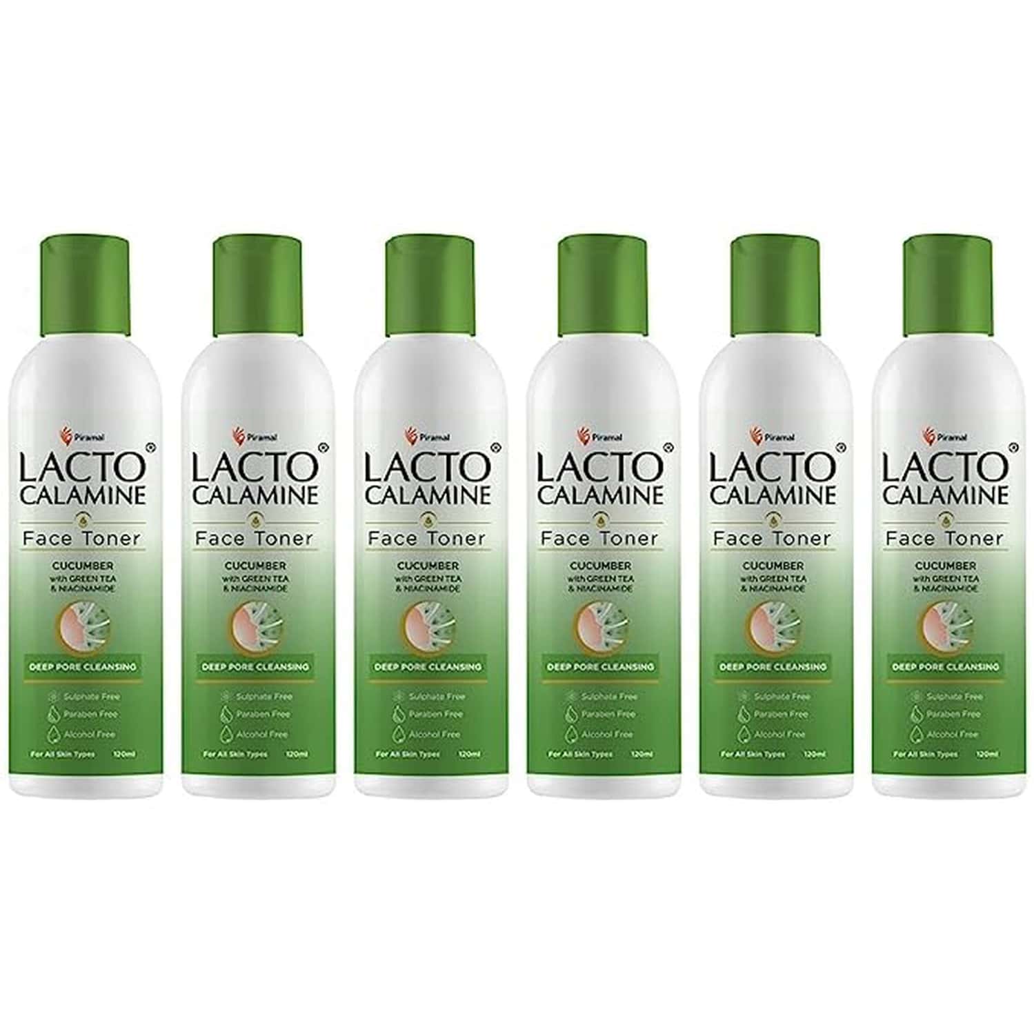 Lacto Calamine Cucumber Face Toner. For Oily And Acne Prone Skin - 120 Ml X Pack Of 6