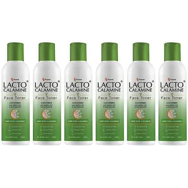 Lacto Calamine Cucumber Face Toner. For Oily And Acne Prone Skin - 120 Ml X Pack Of 6