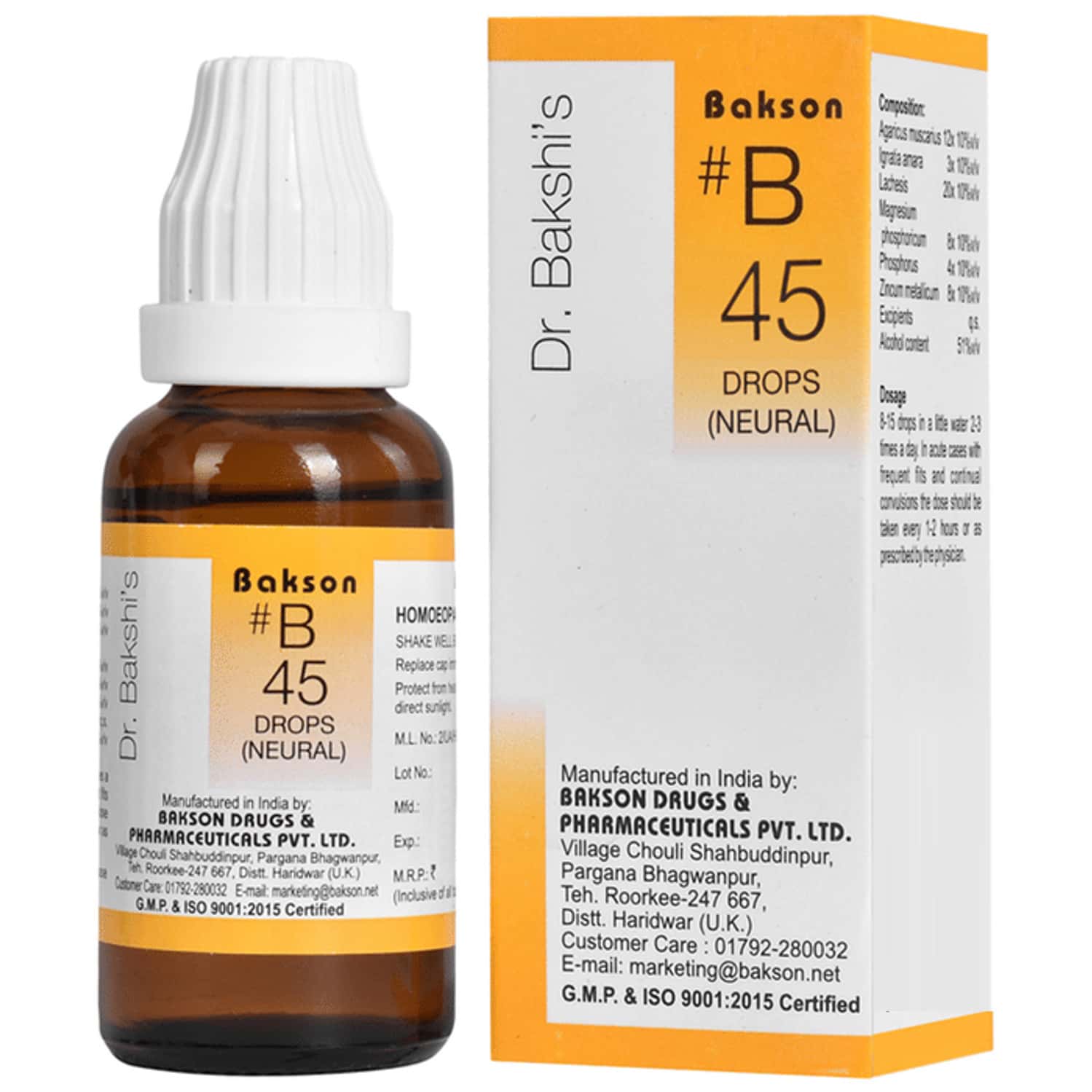 Dr Bakshi's Bakson Homoeopathy B45 Neural Drops 30 Ml