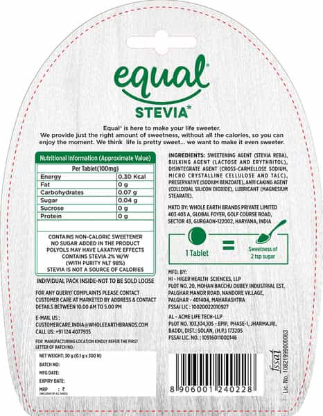Equal Stevia Natural Sweetener Sugar Free 300 Tablets Pack Of 3