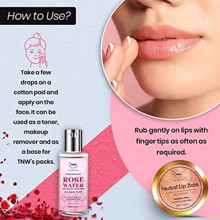 Tnw-The Natural Wash Steam Distilled Rose Water (100 Ml) And Beetroot Lip Balm (5 Gm)