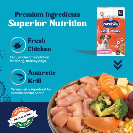 Carniwel Fresh Chicken Puppy Dry Dog Food 3Kg | Premium Nutrition | Natural Ingredients