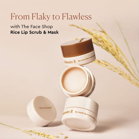 The Face Shop Vitamin E Gentle Exfoliating Lip Scrub With Korean Rice | Smooth Glowy Lips - 5g