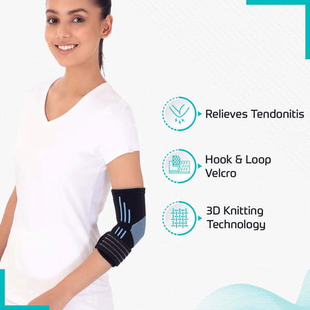 Beatxp Black Color 3d Elbow Support For Gym (1 Pair) In (Small) Size