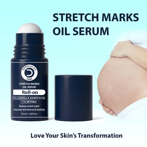 Dermistry Stretch Marks Scar Removal Roll On Oil Serum Pregnancy Safe With Shea Butter Bio Oils 50Ml