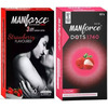 Manforce 3 In 1 Wild Strawberry & Extra Dotted Litchi Flavoured Condoms(Set Of 2 20 Pcs)