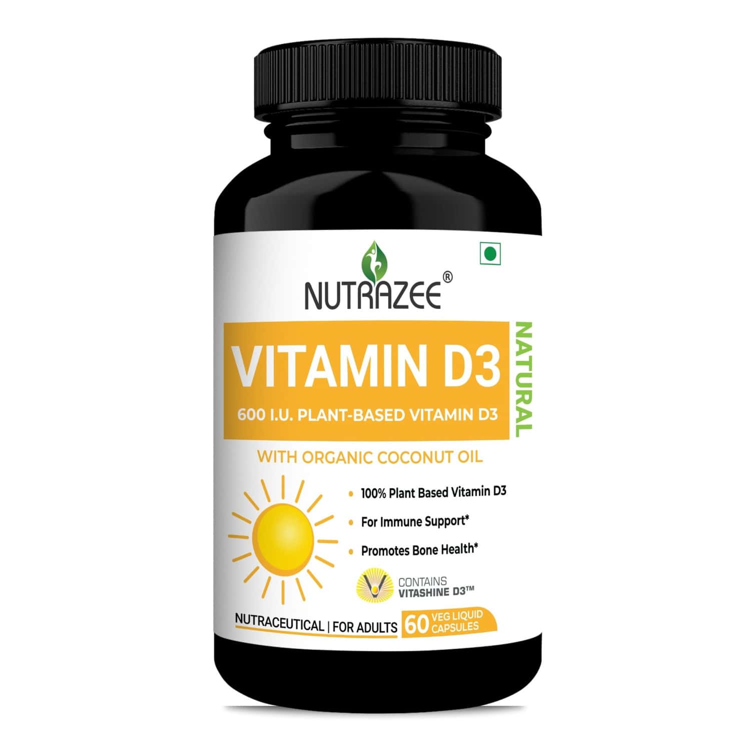 Nutrazee Vegan Vitamin D3 Supplement Plant Based Liquid Filled Capsules 60 Capsules