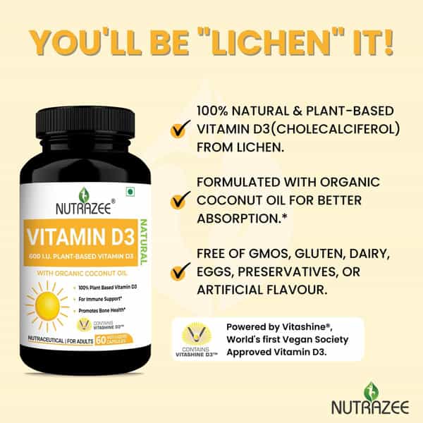 Nutrazee Vegan Vitamin D3 Supplement Plant Based Liquid Filled Capsules 60 Capsules