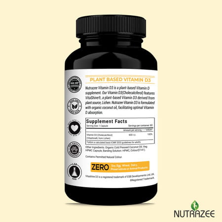 Nutrazee Vegan Vitamin D3 Supplement Plant Based Liquid Filled Capsules 60 Capsules