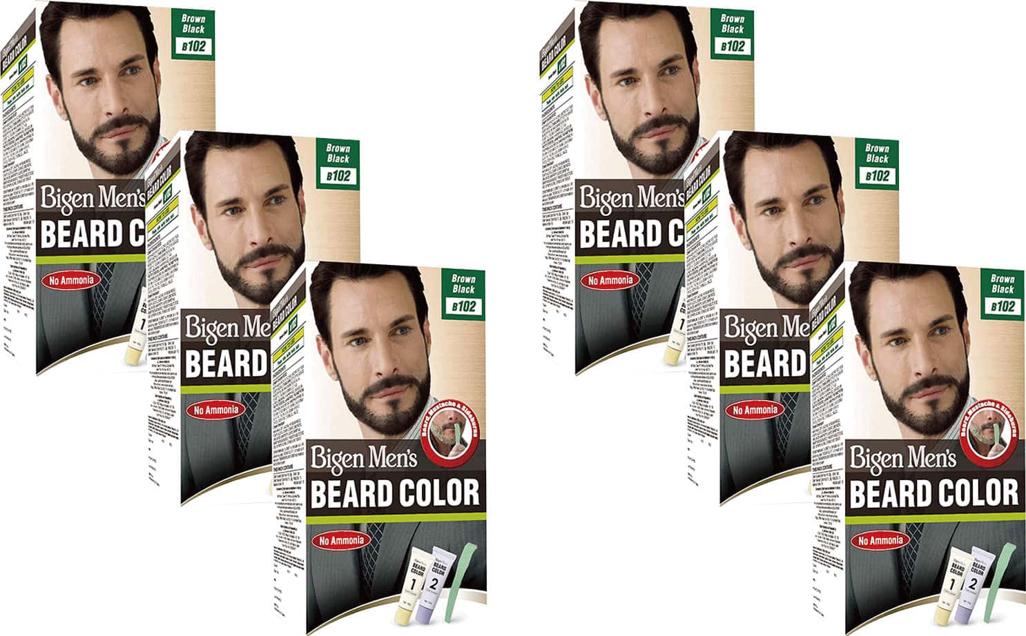 Bigen Men's Beard Color Brown Black B102 40g (pack Of 6)