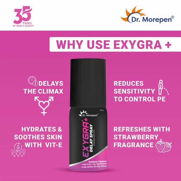 Dr. Morepen Exygra Condoms Pack Of 3 & Exygra Delay Spray 20G Pack Of 2