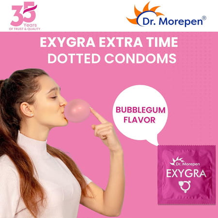 Dr. Morepen Exygra Condoms Pack Of 3 & Exygra Delay Spray 20g Pack Of 2