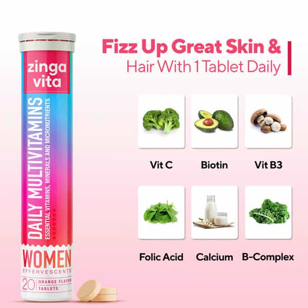 Zingavita Daily Multivitamins For Women Sugar Free 20 Fizzy Effervescent Tablets