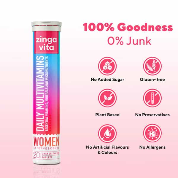Zingavita Daily Multivitamins For Women Sugar Free 20 Fizzy Effervescent Tablets