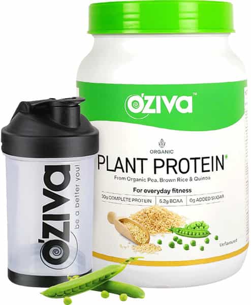 Oziva Organic Plant Protein For Women & Men 1Kg + Free Shaker|Clean & Vegan