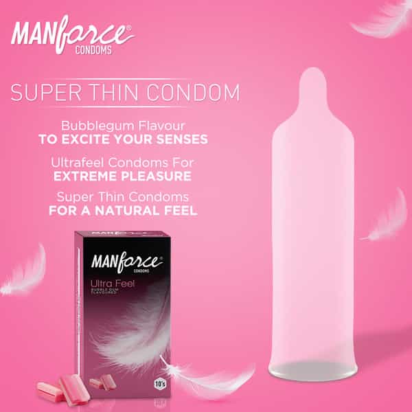Manforce Ultra Feel Bubblegum Flavoured Box Of 10 Condoms