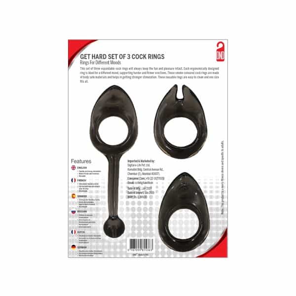 Dnd Get Hard Non Vibrating Penis Rings - Set Of 3
