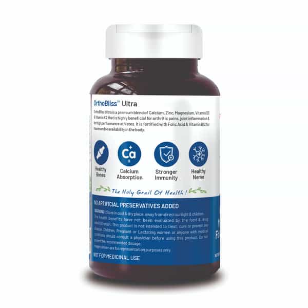 Bliss Welness Calcium Magnesium Zinc Vitamin D3 K2 B12 Folic Acid|Joint And Bones - 120 Veg Tablets