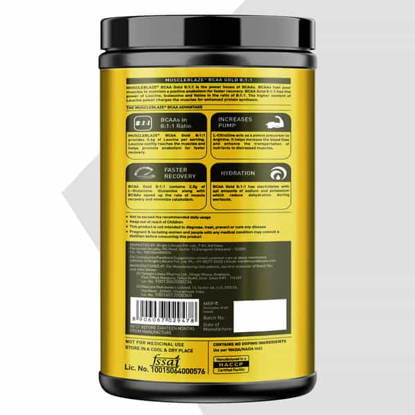 Muscleblaze Bcaa Gold 8:1:1 (Watermelon | 450G | 60 Servings) | With Higher Leucine