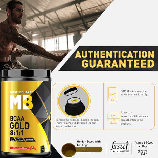Muscleblaze Bcaa Gold 8:1:1 (Watermelon | 450G | 60 Servings) | With Higher Leucine