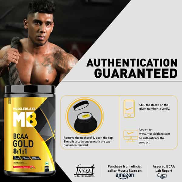 Muscleblaze Bcaa Gold 8:1:1 (Watermelon | 450G | 60 Servings) | With Higher Leucine
