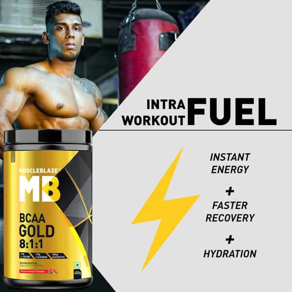 Muscleblaze Bcaa Gold 8:1:1 (Watermelon | 450G | 60 Servings) | With Higher Leucine