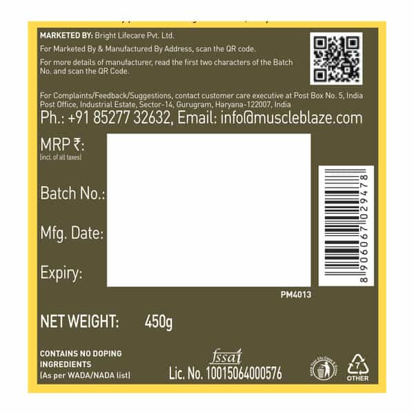 Muscleblaze Bcaa Gold 8:1:1 (Watermelon | 450G | 60 Servings) | With Higher Leucine