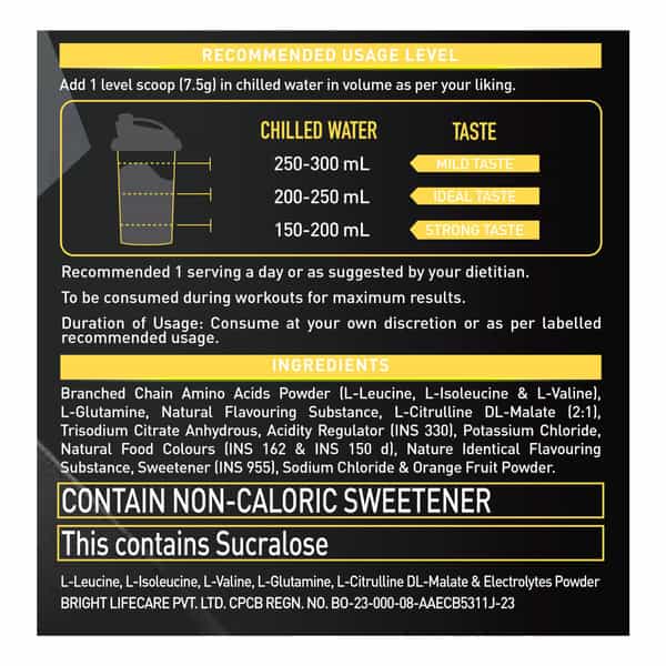 Muscleblaze Bcaa Gold 8:1:1 (Watermelon | 450G | 60 Servings) | With Higher Leucine