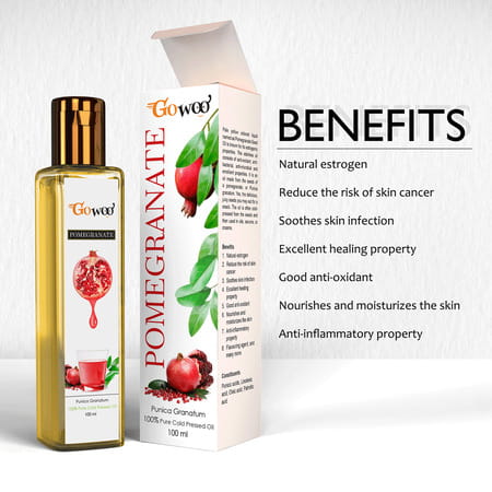 Go Woo 100% Pure Pomegranate Seed Carrier Oil Cold Pressed 100 Ml