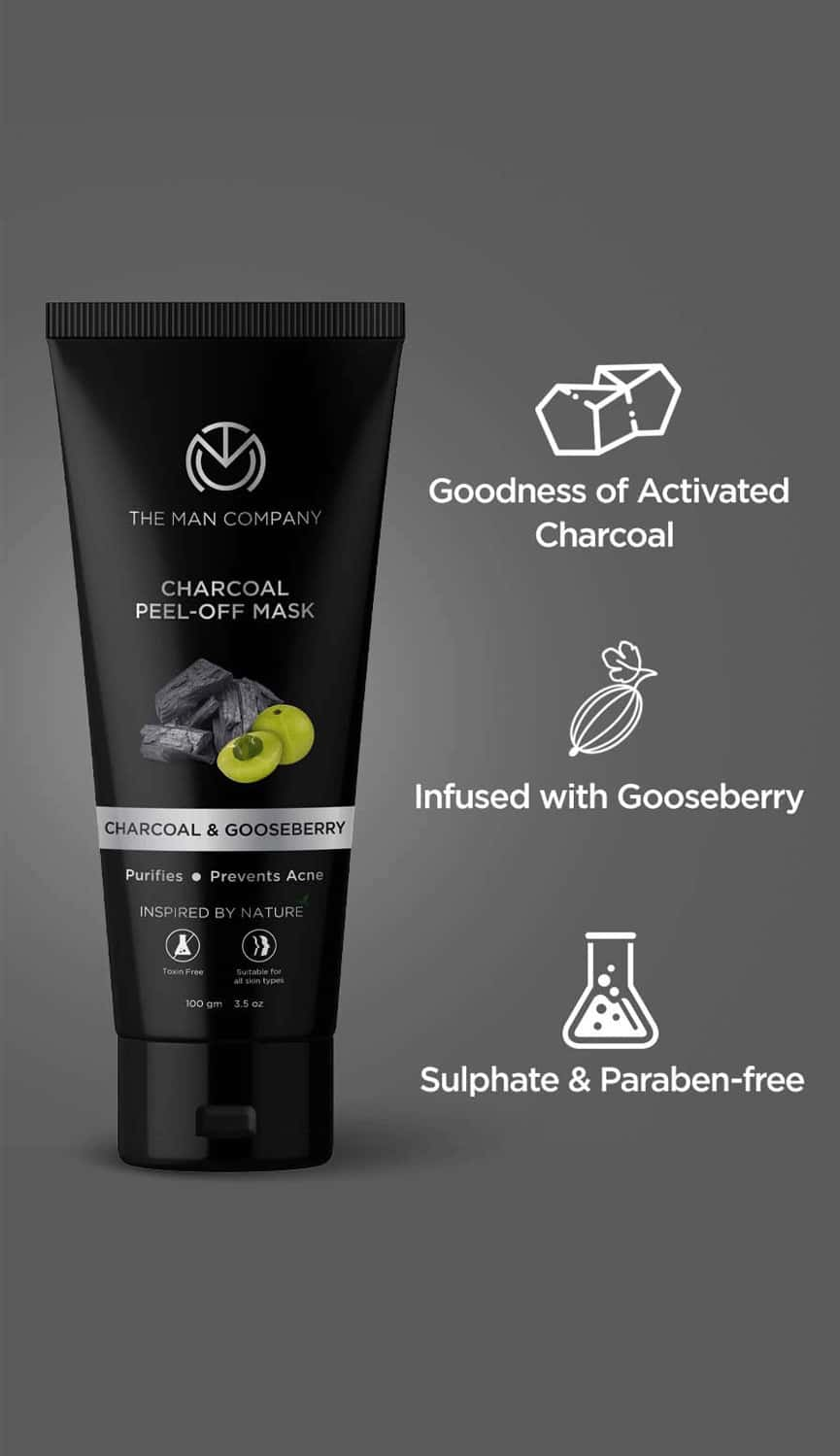 The Man Company Charcoal Peel Off Mask To Remove Blackheads Dead Skin - 100 Gm