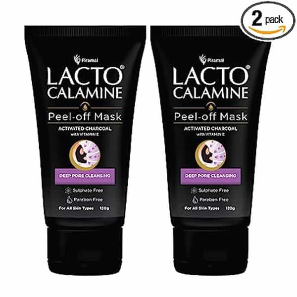 Lacto Calamine Face Peel Off Mask With Activated Charcoal & Vitamin E | 120 G | Pack Of 2