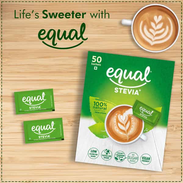 Equal Stevia Natural Sweetener Sugar Free 50 Sachet Pack Of 4
