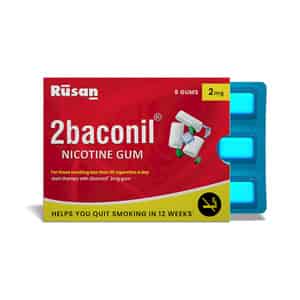Rusan 2baconil 2mg | Ice Mint Flavour Sugar Free | Box | 27 Nicotine Gums | Pack Of 3