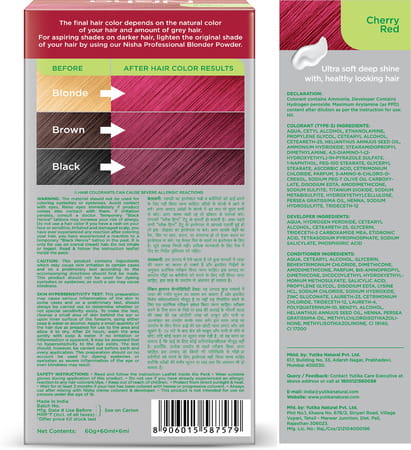 Nisha Creme Hair Color Cherry Red 120g Pack Of 3 | Ammonia Free Hair Colour | 100% Grey Coverage