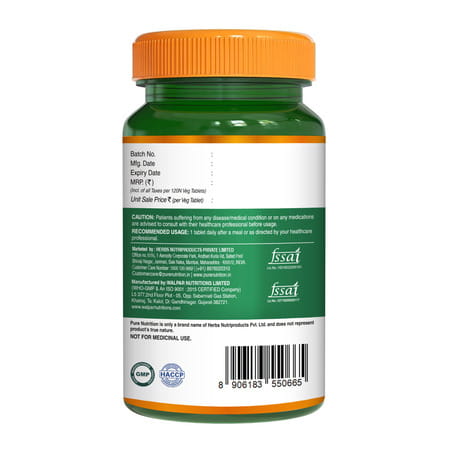 Pure Nutrition Iron Folic Acid Supplement - 120 Veg Tablets With Zinc | Vitamin C & Vitamin B12
