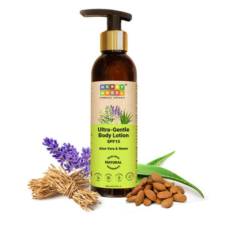 Herby Angel Ultra Gentle Baby Lotion With Spf 15 | Aloe Vera | Neem & Lavender Oil - 200ml