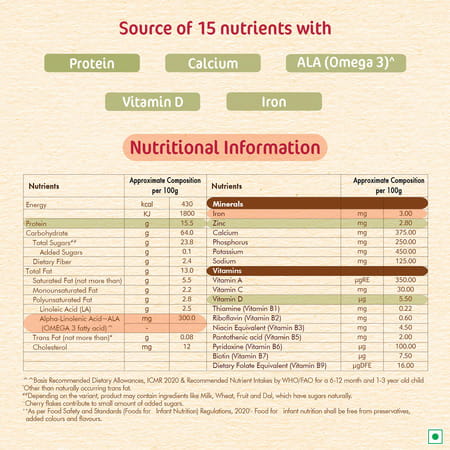 Nestle Cerelac Wheat Apple Cherry | No Refined Sugar & No Preservatives| 8 To 24 Months| 350 Gm