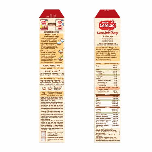Nestle Cerelac Wheat Apple Cherry | No Refined Sugar & No Preservatives | 8 To 24 Months | 350 Gm