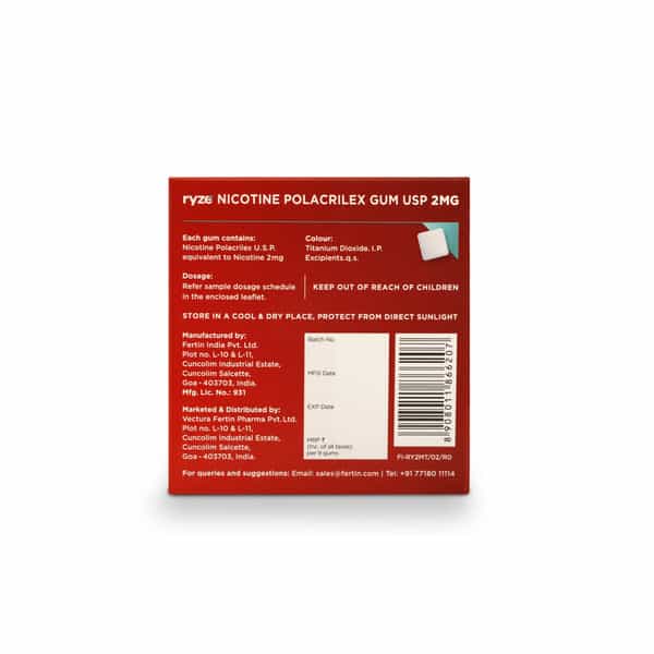 Ryze Nicotine Gum 2Mg|Quit Smoking Aid|Soft Chew|Easy On Throat|Single Pack|9 Gums|Frosty Mint