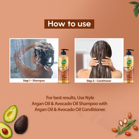 Nyle Natural & Pure Shampoo For Frizz Free Hair | With Goodness Of Argan Oil & Avocado Oil | 300ml