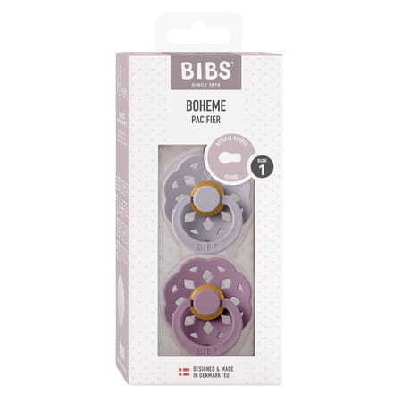 Bibs Boheme 2 Pack Latex Size 1 Fossil Grey/Mauve - 0+ Months